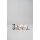 FOUR CHINESE SNUFF BOTTLES QING DYNASTY One a famille rose 'hundred boys' snuff bottle, with a