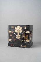 A CHINESE SOAPSTONE INLAID BLACK LACQUER CABINET, GUANPIXIANG KANGXI 1662-1722 The rectangular