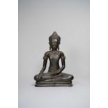 A THAI LOPBURI-STYLE BRONZE FIGURE OF BUDDHA 12TH CENTURY OR LATER Seated in dhyanasana on a plinth,
