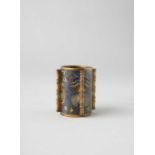 A CHINESE CLOISONNE ENAMEL CYLINDRICAL VESSEL OR SCROLL-END CAP 18TH CENTURY Decorated with four