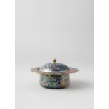 A CHINESE CLOISONNE ENAMEL LOBED ZHADOU AND COVER 18TH CENTURY The bowl and domed cover decorated