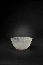 A CHINESE WHITE JADE MUGHAL-STYLE FLUTED BOWL 18TH CENTURY The stone thinly carved and of matt