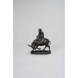 A CHINESE BRONZE 'LAOZI AND BUFFALO' INCENSE BURNER AND COVER LATE MING DYNASTY The cover is