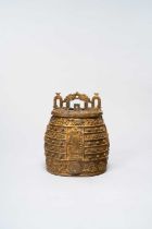 NO RESERVE A CHINESE GILT-BRONZE MODEL OF AN ARCHAISTIC RITUAL BELL, BIANZHONG PROBABLY 20TH CENTURY