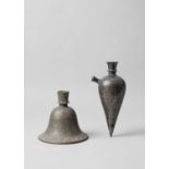 NO RESERVE TWO DECCAN SILVER-INLAID BIDRI HOOKAH BASES 18TH/19TH CENTURY One of bell shape with a