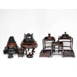 NO RESERVE A COLLECTION OF CHINESE WOOD STANDS AND COVERS 19TH AND 20TH CENTURY Of various shapes