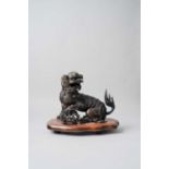 NO RESERVE A LARGE CHINESE BRONZE 'BUDDHIST LION' INCENSE BURNER LATE MING DYNASTY Seated with its