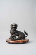 NO RESERVE A LARGE CHINESE BRONZE 'BUDDHIST LION' INCENSE BURNER LATE MING DYNASTY Seated with its