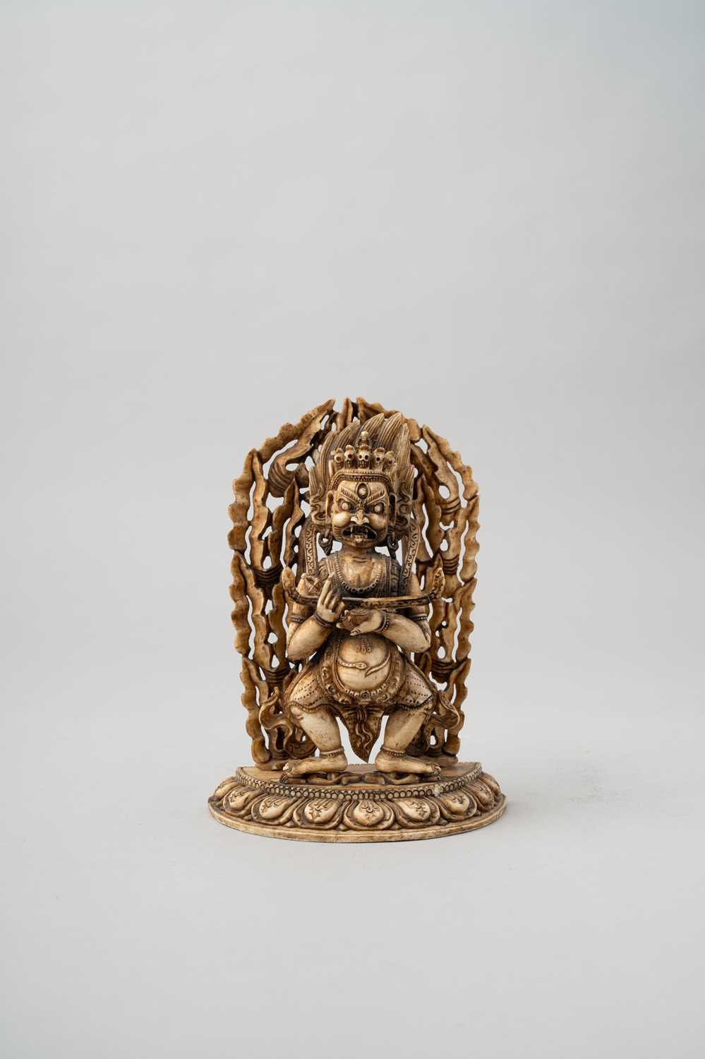 NO RESERVE A SINO-TIBETAN BONE FIGURE OF PANJARANATA MAHAKALA 18TH/19TH CENTURY The deity is