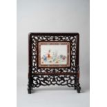 NO RESERVE A CHINESE FAMILLE ROSE 'BOYS' TABLE SCREEN REPUBLIC PERIOD The porcelain plaque decorated