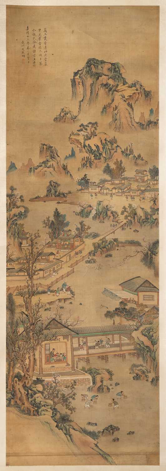 NO RESERVE AFTER WEN ZHENGMING (20TH CENTURY) LANDSCAPE A Chinese painting, ink and colour on - Image 2 of 6