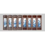 NO RESERVE EIGHT RECTANGULAR CHINESE BLUE AND WHITE PLAQUES MODERN Four painted with mountainous