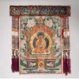 NO RESERVE TWO TIBETAN THANKAS LATE 19TH/ 20TH CENTURY One depicting the standing figure of White