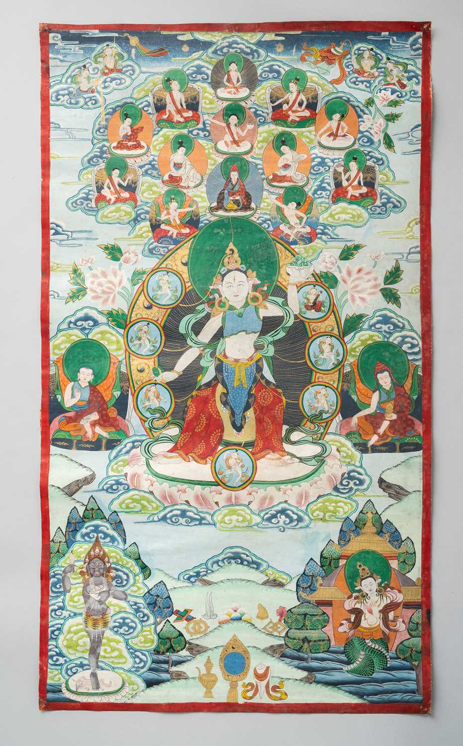 NO RESERVE TWO TIBETAN THANKAS LATE 19TH/ 20TH CENTURY One depicting the standing figure of White - Image 2 of 2
