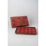 NO RESERVE A CHINESE RECTANGULAR RED LACQUER SUPPER SET WANLI 1573-1620 The cover decorated with a