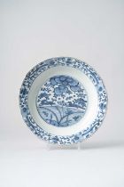 NO RESERVE A CHINESE BLUE AND WHITE 'MANDARIN DUCKS' DISH WANLI 1573-1620 Decorated with a central