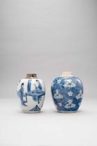 NO RESERVE TWO CHINESE BLUE AND WHITE OVOID JARS KANGXI 1662-1722 One painted with three beautiful