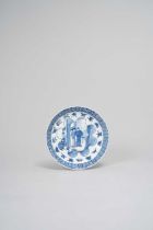 A CHINESE BLUE AND WHITE ‘ROMANCE OF THE WESTERN CHAMBER’ DISH KANGXI 1662-1722 Painted with Zhang