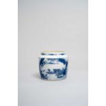NO RESERVE A CHINESE BLUE AND WHITE CYLINDRICAL JAR KANGXI 1662-1722 Painted with a scene of a
