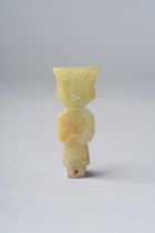 A CHINESE YELLOW JADE ARCHAIC FIGURAL PENDANT POSSIBLY WESTERN ZHOU DYNASTY Carved as a figure