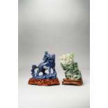 NO RESERVE TWO CHINESE HARDSTONE CARVINGS 20TH CENTURY One jadeite of Magu accompanied by two boys