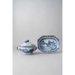 NO RESERVE A CHINESE BLUE AND WHITE OVAL TUREEN AND COVER QIANLONG 1736-95 Decorated with a watery