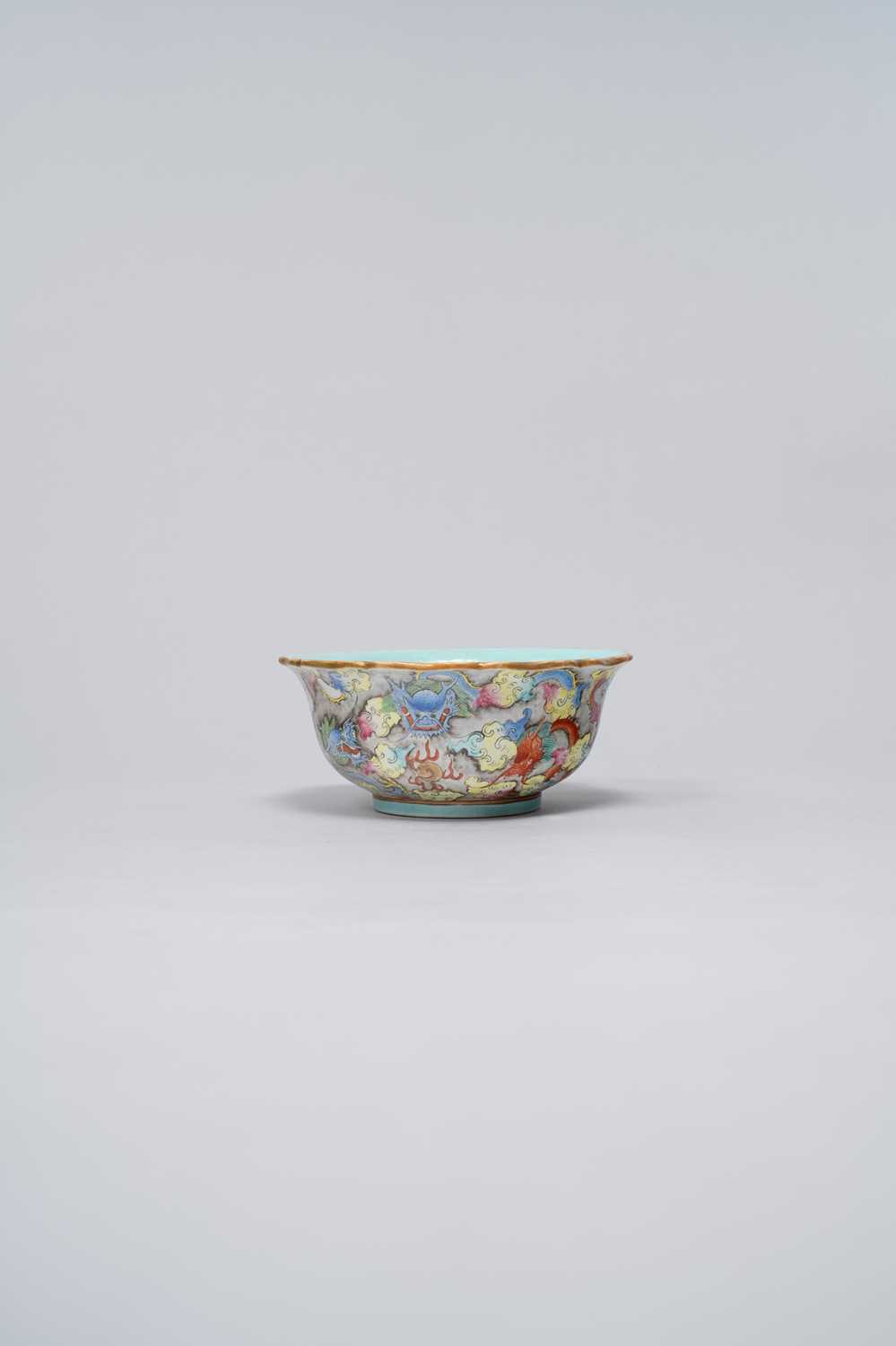 NO RESERVE A CHINESE FAMILLE ROSE 'NINE DRAGON' BOWL SIX-CHARACTER DAOGUANG MARK 1821-50 The rounded