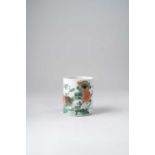 A CHINESE FAMILLE VERTE 'BIRD AND FLOWERS' BRUSHPOT, BITONG KANGXI 1662-1722 Of cylindrical form,