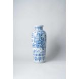 NO RESERVE A LARGE CHINESE BLUE AND WHITE SLENDER BALUSTER VASE KANGXI 1662-1722 Decorated with