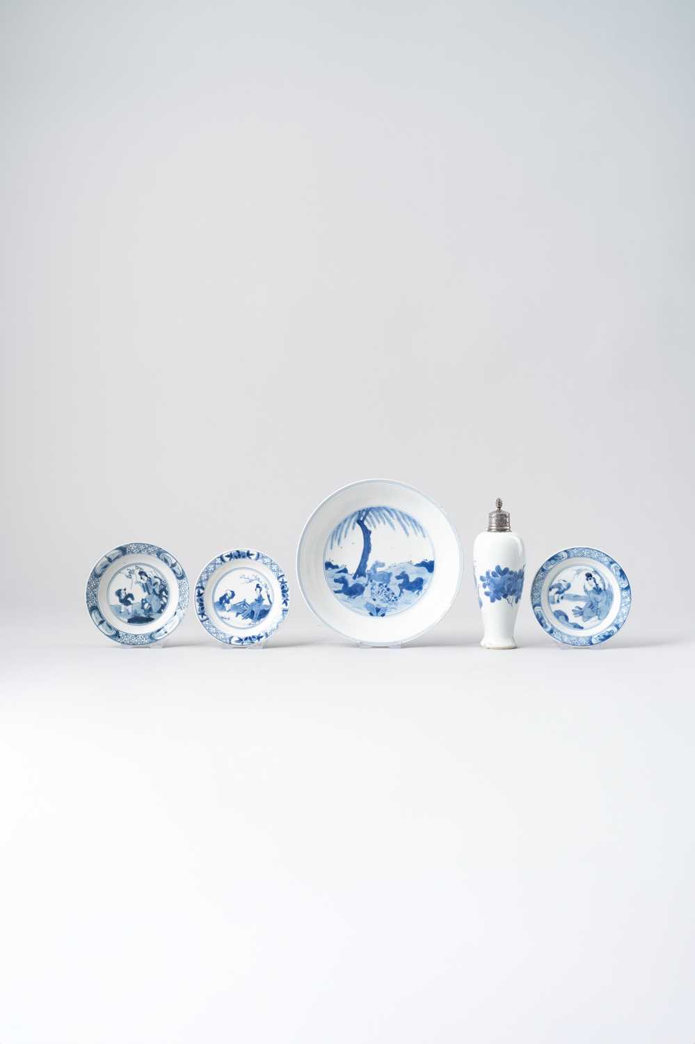 NO RESERVE A CHINESE BLUE AND WHITE 'EIGHT HORSES' DISH SIX-CHARACTER KANGXI MARK AND OF THE