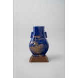 NO RESERVE A CHINESE GILT-DECORATED BLUE-GLAZED HU-SHAPED VASE SIX-CHARACTER GUANGXU MARK AND OF THE