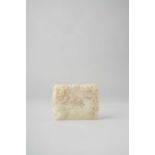 A CHINESE RECTANGULAR WHITE JADE 'DEER AND LINGZHI' PLAQUE QING DYNASTY Carved in openwork depicting