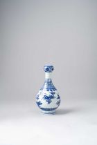 A CHINESE BLUE AND WHITE ‘FRUITS AND FLOWERS’ GARLIC-MOUTH VASE, SUANTOUPING PROBABLY LATE QING