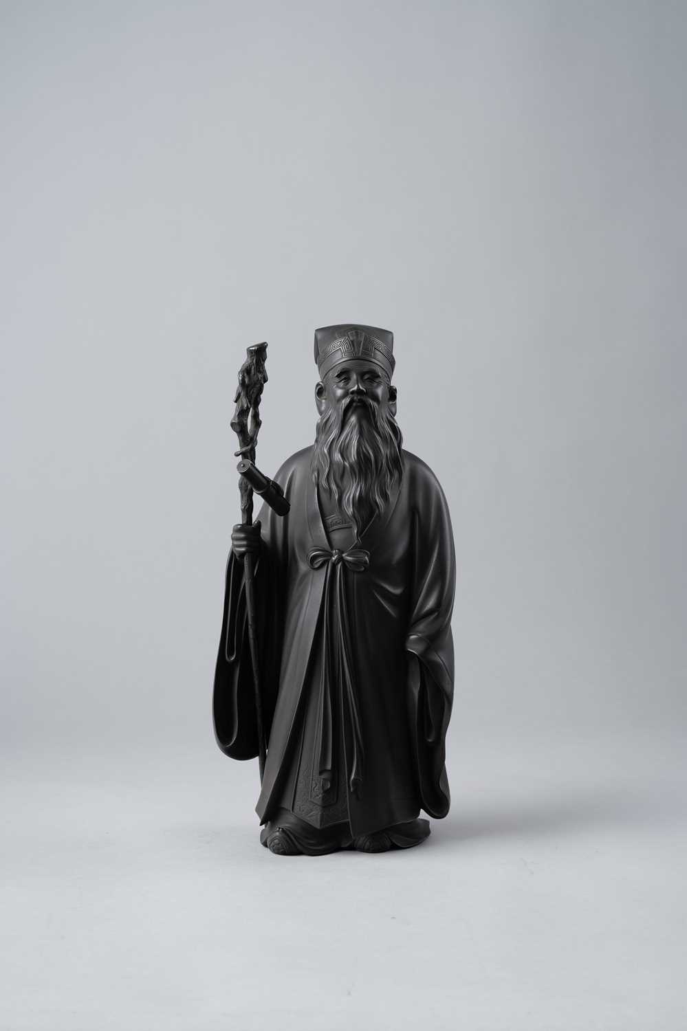 A JAPANESE BRONZE OKIMONO OF JUROJIN BY HORI MASAGORO / JOSHIN (1907-93) DATED TAISHO 11, 1922 The