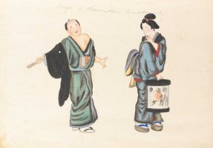 NO RESERVE AN ALBUM OF JAPANESE PAINTINGS AND PHOTOGRAPHS 19TH/20TH CENTURY Including various