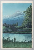 AFTER KAWASE HASUI (1883-1957) TAGONOURA NO YUU (EVENING VIEW OF MOUNT FUJI FROM TAGONOURA BRIDGE)
