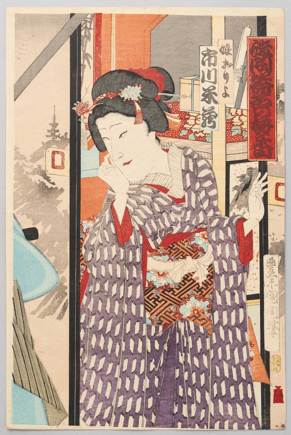 HOSAI UTAGAWA (1848-1920) TOYOHARA KUNICHIKA (1835-1900) YAKUSHA-E (PORTRAITS OF ACTORS) MEIJI - Image 4 of 6