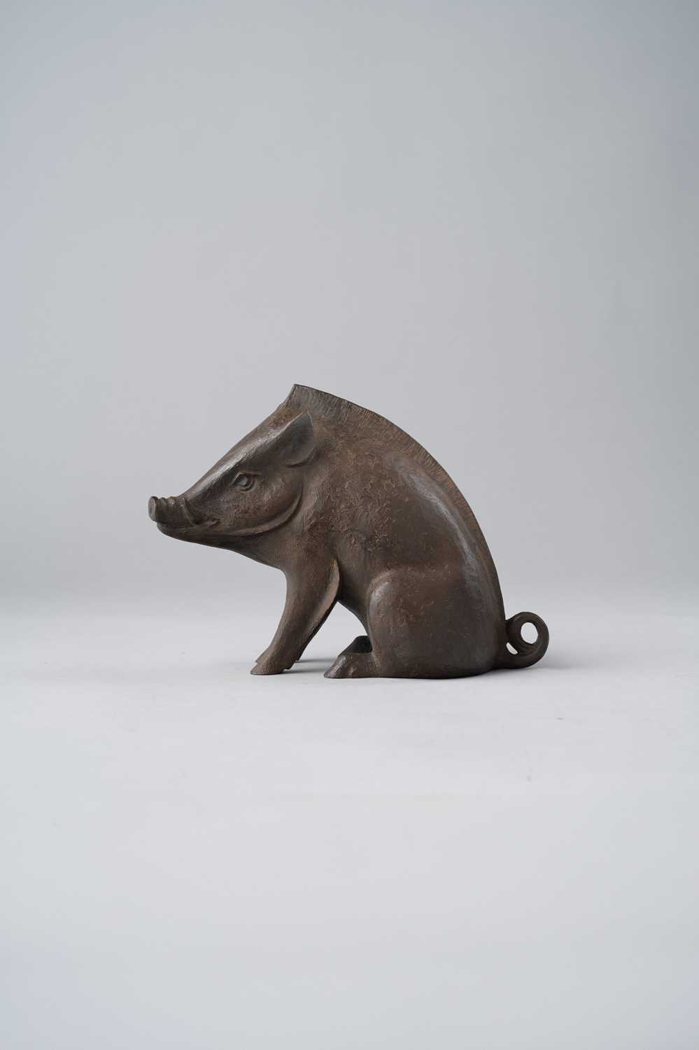 A JAPANESE BRONZE OKIMONO OF A BOAR BY TSUDA EIJU (1915-2001) SHOWA ERA, 20TH CENTURY The stylised