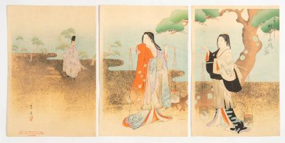 SHODO YASUDA (1874-?) SONO MUKASHI, MURASAME MATSUKAZE NO ZU (PICTURE OF MURASAME AND MATSUKAZE IN