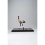 A JAPANESE HAKUDO KORO OF A CRANE AND A MINOGAME MEIJI OR LATER, 20TH CENTURY The tall bird standing