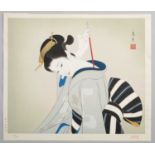 TATSUMI SHIMURA (1907-80) SASERU SHOWA ERA, 20TH CENTURY A large Japanese woodblock print