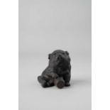 A JAPANESE BRONZE OKIMONO OF A PUPPY WITH A DRUM MEIJI ERA, 19TH/20TH CENTURY The charming plump dog