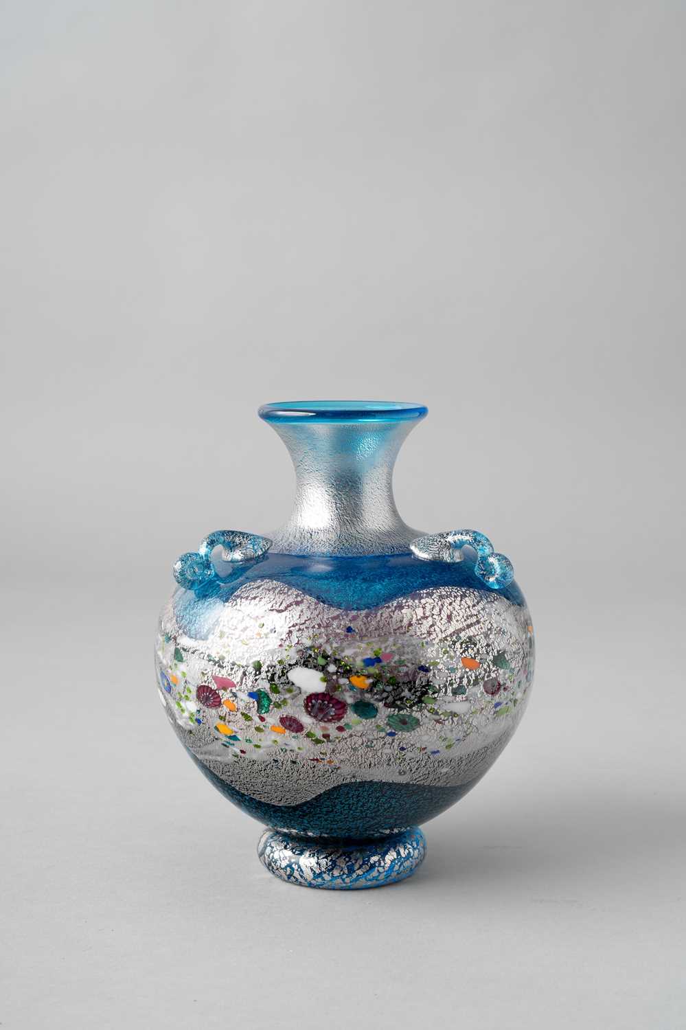 A JAPANESE GLASS VASE BY KUROKI KUNIAKI (B.1945) HEISEI PERIOD, 20TH CENTURY The bulbous body raised