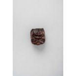 NO RESERVE A JAPANESE WOOD MASK NETSUKE OF AN ONI EDO/MEIJI PERIOD, 19TH CENTURY The reverse with