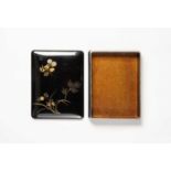 NO RESERVE A JAPANESE GOLD, SILVER AND BLACK LACQUER BUNKO (DOCUMENT BOX) TAISHO OR LATER, 20TH