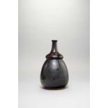 NO RESERVE A JAPANESE BLACK-GLAZED BOTTLE VASE MEIJI OR LATER, 19TH OR 20TH CENTURY The tall high-