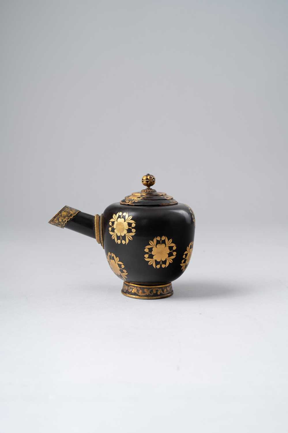 A MINIATURE JAPANESE LACQUER HANZO (WATER EWER) MOMOYAMA OR EDO, 17TH OR 18TH CENTURY The globular