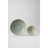 TWO KOREAN CELADON BOWLS POSSIBLY GORYEO, 13TH CENTURY OR LATER The largest with a wide mouth and
