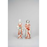 TWO LARGE JAPANESE ARITA FIGURES EDO PERIOD, 1690-1730 Modelled as an elegant couple, both