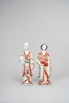 TWO LARGE JAPANESE ARITA FIGURES EDO PERIOD, 1690-1730 Modelled as an elegant couple, both